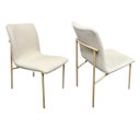 Ver imagem 1 de Cadeira Lisa Jantar Cozinha Estofada em Linho Pé Dourado Acetinado Kit 2 Unidades