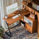 Ver imagem 2 de Mesa de Computador Escrivaninha Office em L Steel Marrom Freijó