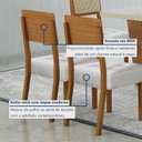 Ver imagem 6 de Conjunto Sala de Jantar Mesa 160cm Tampo de 4 cm com 6 Cadeiras Liz Marrom/Cinamomo/Off White/Veludo Palha