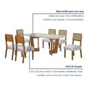 Ver imagem 4 de Conjunto Sala de Jantar Mesa 160cm Tampo de 4 cm com 6 Cadeiras Liz Marrom/Cinamomo/Off White/Veludo Palha