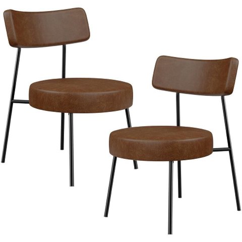 Kit 02 Poltronas Decorativas para Sala de Estar Base Fixa Londres L02 Couríssimo Marrom - Lyam
