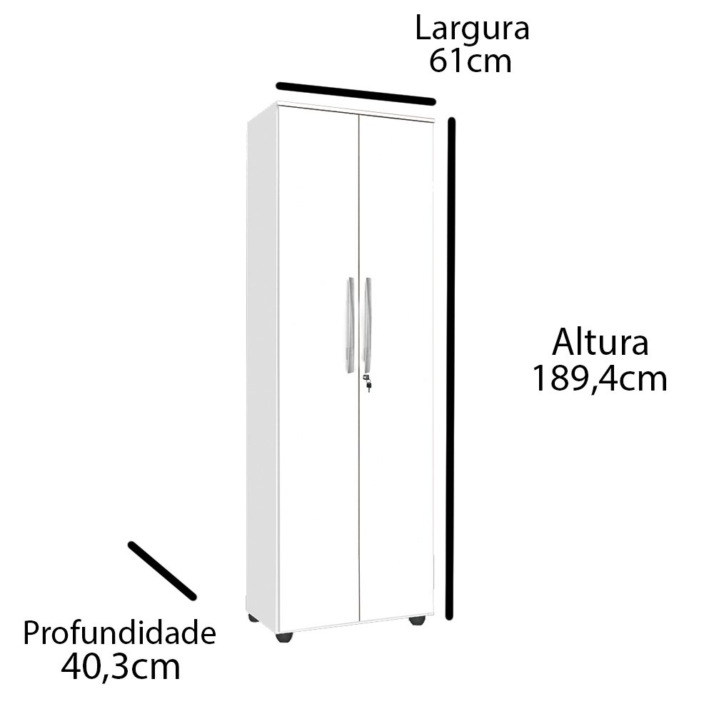 Multiuso Córdoba Duas portas com chave - Branco - Móveis Primus - 4