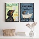 Ver imagem 1 de Kit 2 Quadros Banheiro Vintage - Dachshund 33x24cm:madeira Branca