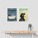Ver imagem 2 de Kit 2 Quadros Banheiro Vintage - Dachshund 33x24cm:madeira Branca