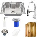 Ver imagem 1 de Cuba para Cozinha Pia Inox com Acessórios Tábua e Lixeira Carajás e Torneira Gourmet Monocomando