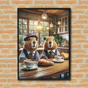 Ver imagem 2 de Quadro Decorativo Capivaras Cozinha Café - 70x50cm:moldura Branca