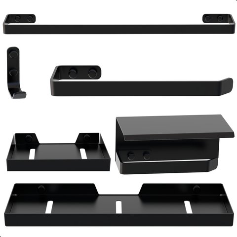 Kit de Acessórios para Banheiro Preto Fosco 6 Peças F.max