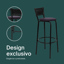 Ver imagem 4 de Kit 5 Banquetas para Bancada Banco Alto Junco Preto Balcão Cozinha Gourmet Bar Área de Lazer Piscina