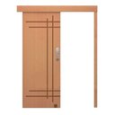 Ver imagem 1 de Porta de Correr Frisada Natural Kit de Madeira Com Fechadura 210X92 CM-03