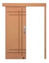 Ver imagem 1 de Porta de Correr Frisada Natural Kit de Madeira Com Fechadura 210X92 CM-03