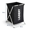 Ver imagem 4 de Cesto Organizador Roupa Suja 54cm Preto Dobrável Lavanderia