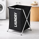 Ver imagem 1 de Cesto Organizador Roupa Suja 54cm Preto Dobrável Lavanderia