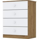 Ver imagem 2 de Cômoda Labirinto Henn 4 Gavetas MDF MDP Rústico Branco Organizador Quarto 80cm