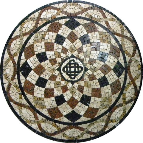 Piso em Mosaico Romano Semente de Girassol Colorato Ii 100cm