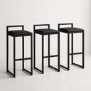 Ver imagem 2 de Kit 3 Banquetas Balcão Alta Corino Ferro Cozinha Bistro:preto