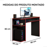 Mesa Gamer Escrivaninha para Computador com Prateleira Elevada para Cpu – Preto/vermelho - 6