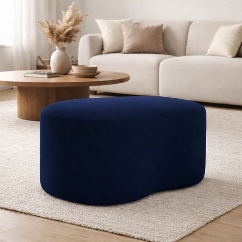 Puff Orgânico Feijão Curvo Redondo Confortável Sala Moderno Suede