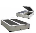 Ver imagem 1 de Cama Báu Box Base Casal Bipartido Sintético Branco com Pistão a Gás