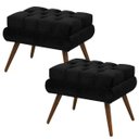 Ver imagem 1 de Kit 2 Puffs Decorativo Dora Suede Preto - Sa Móveis