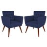 Kit 2 Poltronas Decorativa Pés Palito Nina Encosto Estilo Capitonê Azul Marinho - Sa Móveis - 1