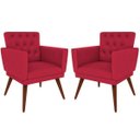 Ver imagem 1 de Kit 2 Poltronas Decorativa Pés Palito Nina Encosto Estilo Capitonê Vermelho - Sa Móveis