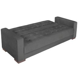 Sofá Cama 3 Lugares Jobim Linho Cinza Escuro - ADJ Decor - 4