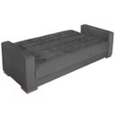 Ver imagem 4 de Sofá Cama 3 Lugares Jobim Linho Cinza Escuro - ADJ Decor