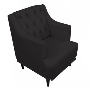 Poltrona Decorativa Clássica Capitonê Napa Preto - SA Móveis