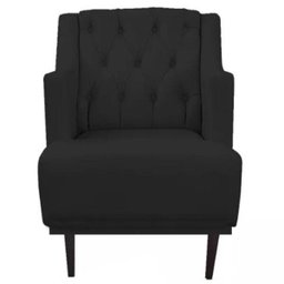 Poltrona Decorativa Clássica Capitonê Napa Preto - SA Móveis - 2