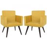 Kit 2 Poltronas Decorativa Pés Palito Tabaco Nina Suede Amarelo - Sa Móveis - 1