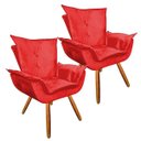 Ver imagem 1 de Kit 2 Poltronas Decorativas Emília Plus Pés Palito Suede Vermelho - Sa Móveis