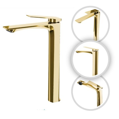 Torneira Banheiro Misturador Alta Atenas Dourada 100% Metal Premium