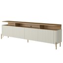 Ver imagem 5 de Rack para Sala de Estar Tv 75 Pol 4 Portas Brise 180cm Pés Dourado Clio I03 Louro Luna - Lyam