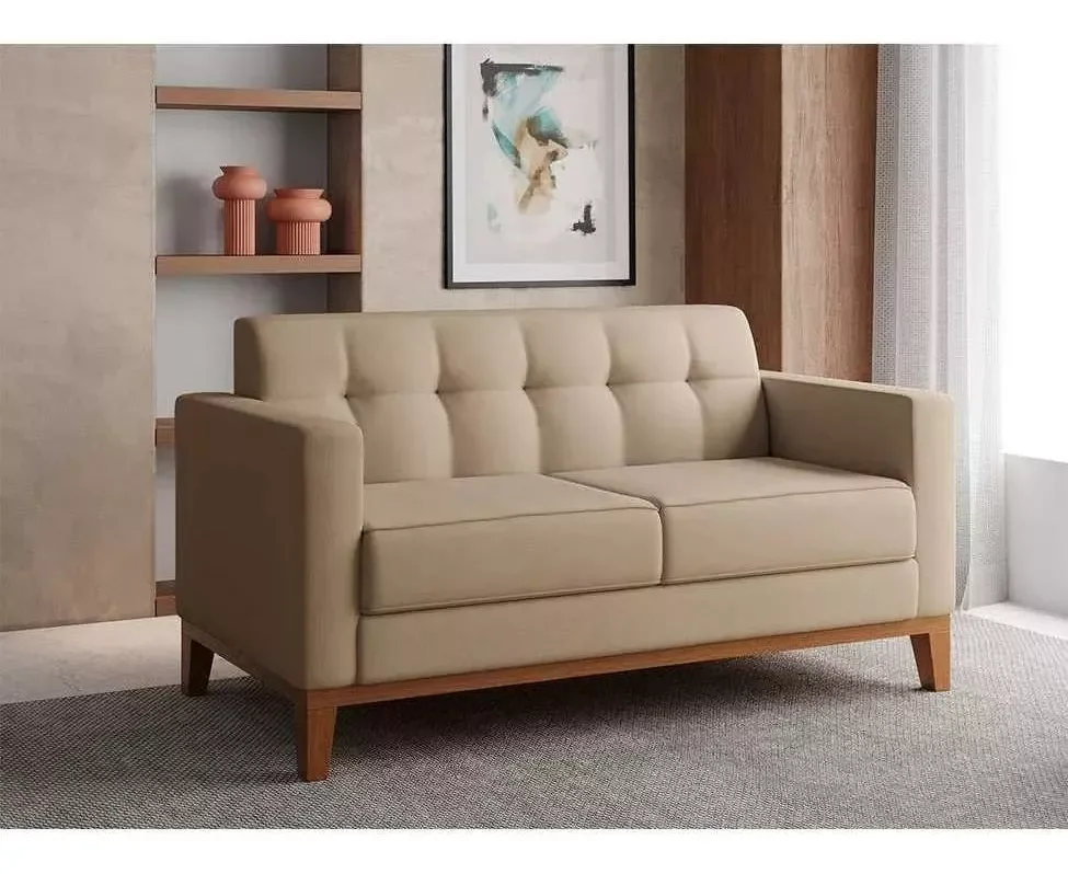 Pufe Sofá Requinte Namoradeira Linho para Sala de Estar e Recpção- Dorti Moveis - 2