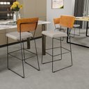 Ver imagem 2 de Kit 02 Banqueta Alta Cozinha Sala de Jantar Fixa Allana L02 Couríssimo Whisky Linho Cru - Lyam