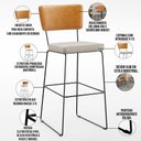 Ver imagem 4 de Kit 02 Banqueta Alta Cozinha Sala de Jantar Fixa Allana L02 Couríssimo Whisky Linho Cru - Lyam