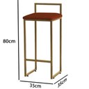 Ver imagem 3 de Kit 2 Banquetas Altas Estofadas Suede Pietra Base Dourada:telha
