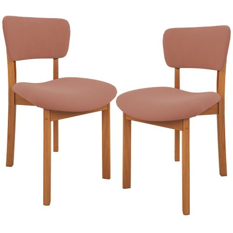 Kit 02 Cadeiras para Sala de Jantar Cozinha Living Estofada Dara L02 Suede Rosê - Lyam Decor