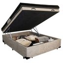 Ver imagem 3 de Cama Baú Casal Suede + Colchão Casal Ortobom Iso Dupla Face 60x138x188 Bege