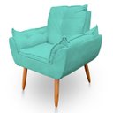 Ver imagem 2 de Kit 2 Poltrona Decorativa Opala Pés Palito Sued Azul Turquesa - Kimi Design