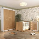Ver imagem 1 de Quarto de Bebê Completo com Berço Americano 3 em 1 Realeza Multimóveis Mp4587 Branco/madeirado