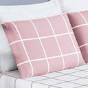 Ver imagem 2 de Jogo Cama Lençol Brooklyn Queen Quadriculado Micropercal 200 Fios 3 Peças - Rosa