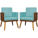 Ver imagem 1 de Kit 2 Poltronas Decorativa para Sala Recepção Escritório Consultório Lis Corino Peroba e Suede