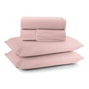 Ver imagem 1 de Jogo Cama Lençol Casa Scarpa Sonnet Casal Padrão Malha Lisa Algodão Macio 4 Peças - Rosê