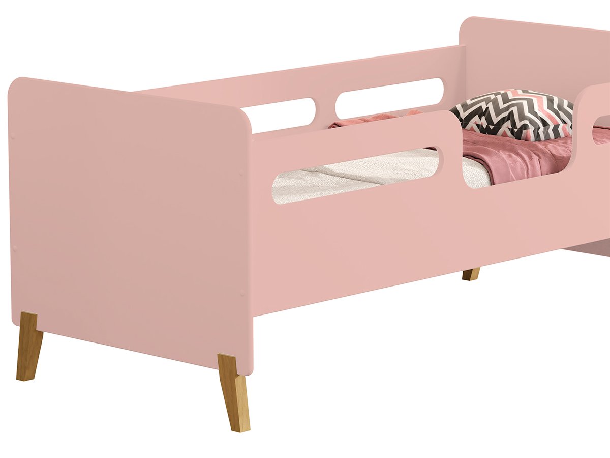 Cama Infantil Cecilia com Grade Proteção Rosa - 4