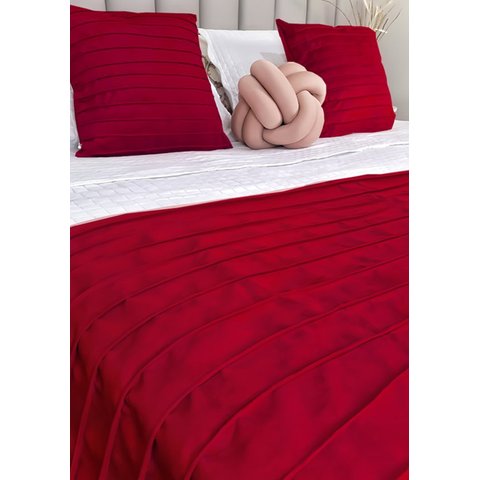 Peseira Drapeada Line Dupla Face em Veludo Cama Casal Cor:vermelho