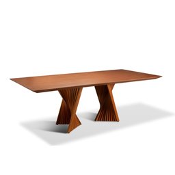 Mesa de Jantar Toronto 06 Lugares 180cm X 105cm, Base em Madeira Maciça e Tampo Amadeirado - 1