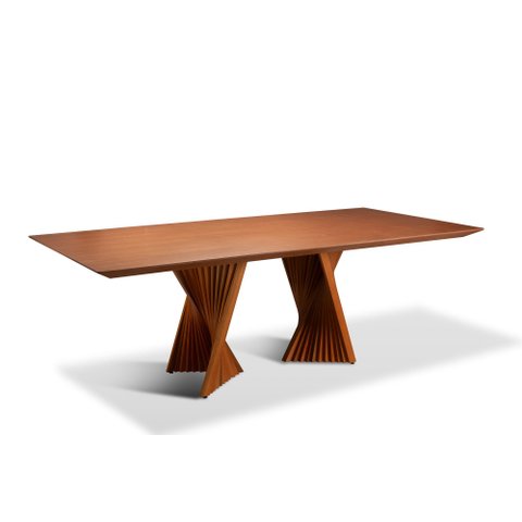 Mesa de Jantar Toronto 06 Lugares 180cm X 105cm, Base em Madeira Maciça e Tampo Amadeirado