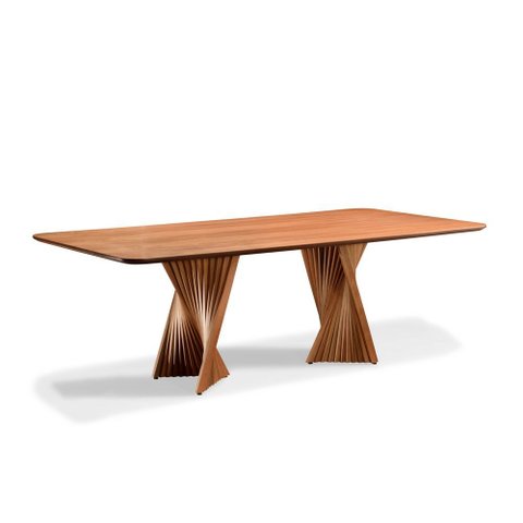 Mesa de Jantar Toronto 06 Lugares 180cm x 105cm, Base em Madeira Maciça e Tampo Madeira