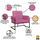 Ver imagem 2 de Poltrona para Sala de Espera Confortável em Tecido Corano com Base de Ferro Reforçada